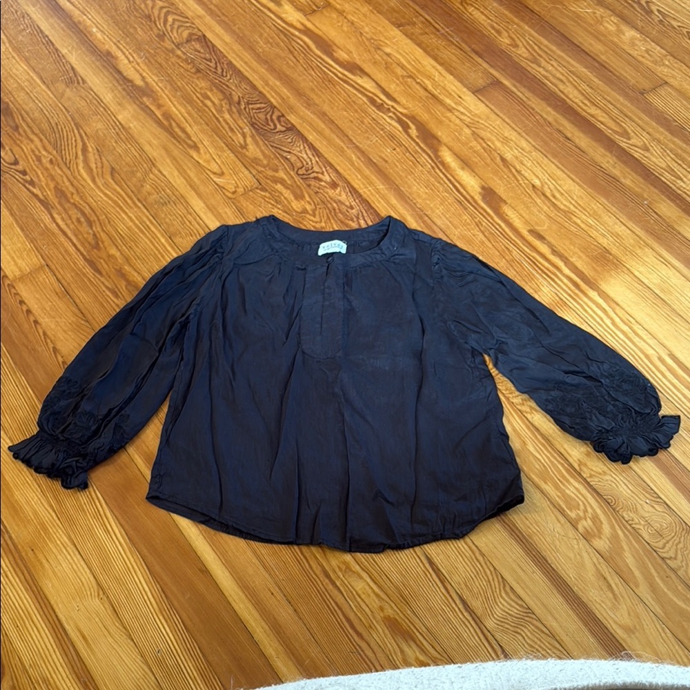 Black Velvet by Graham and Spencer linen top with lace detailing on sleeve
